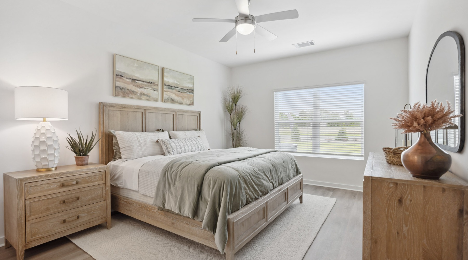 Bedroom with a lamp and window