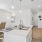 a kitchen with a white island