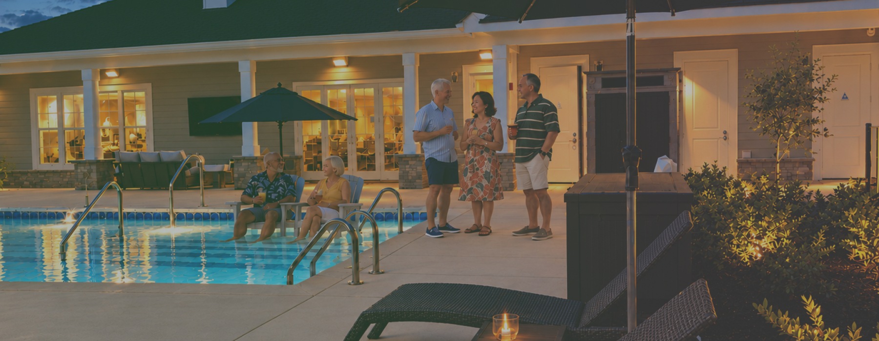 River Rock at Blume Pool at night