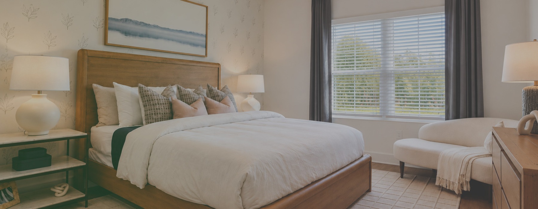 a bedroom with a large bed